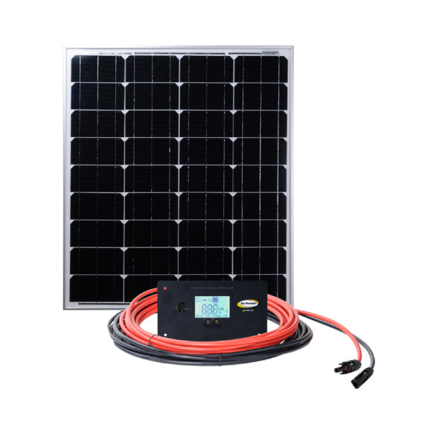 Go Power! 80W Eco solar kit mounted on a small travel trailer roof