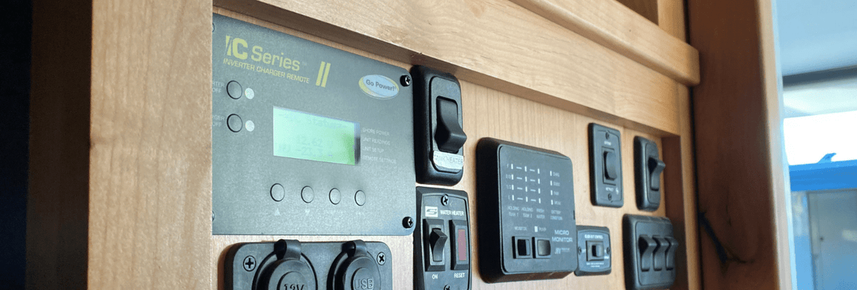 Go Power! IC Series inverter charger remote mounted in an RV cabinet