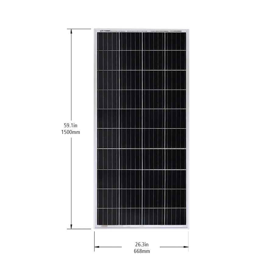 Go Power! 200W solar panel dimensions, 59.1 x 26.3 x 1.57 in