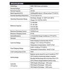 Go Power! 6V 225Ah AGM battery specification chart