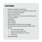 Go Power! Advanced Lithium battery features: BMS, DC heater, Bluetooth, PowerTrak