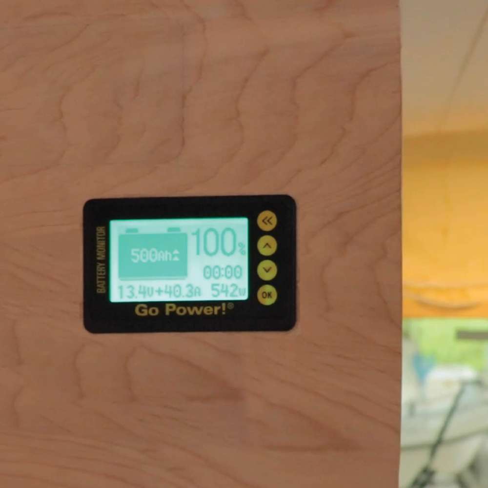 GP-BMK-25 battery monitor flush-mounted in an RV cabinet