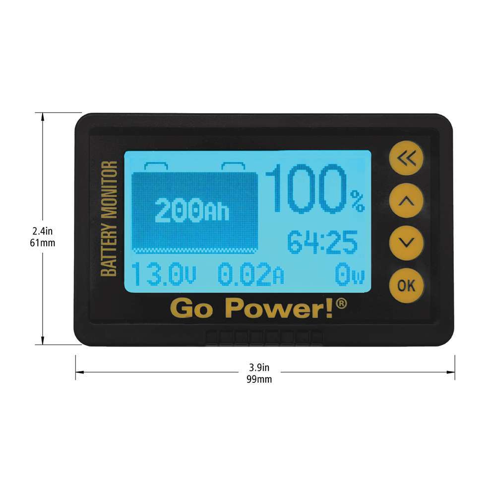 GP-BMK-25 battery monitor dimensions, 3.9 x 2.4 in