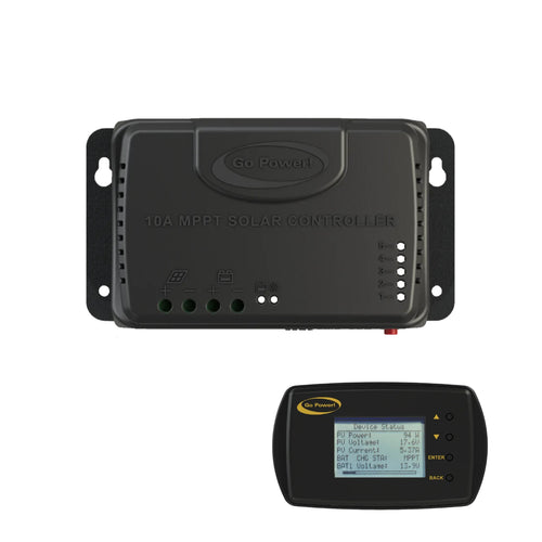 Go Power! 10A MPPT solar charge controller GP-RVC-MPPT-10 with GP-RVC-R Bluetooth remote display kit