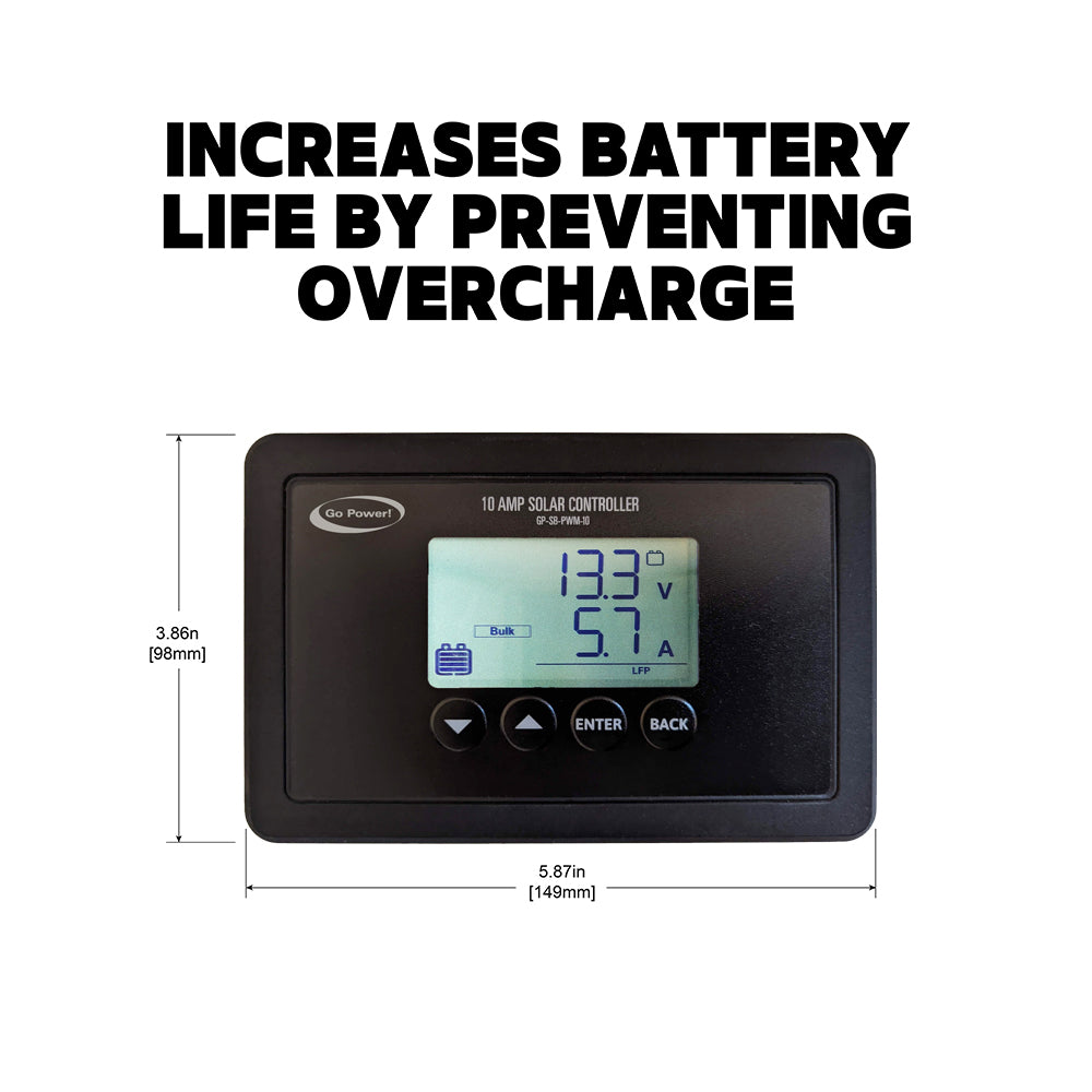 Go Power! GP-SB-PWM-10 10A PWM solar charge controller – dimensions