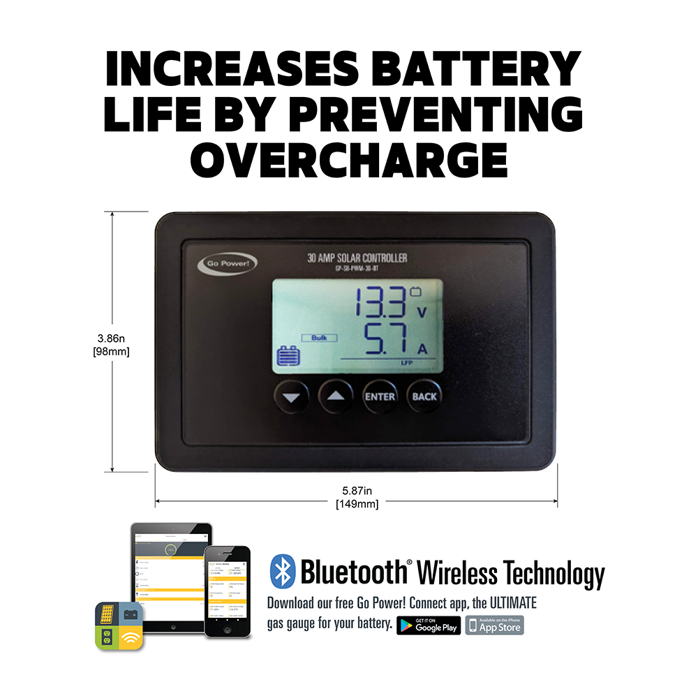 GP-SB-PWM-30-BT 30A Bluetooth solar controller dimensions