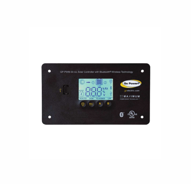 Go Power! GP-PWM-30-UL 30A dual bank PWM solar controller with USB and Bluetooth