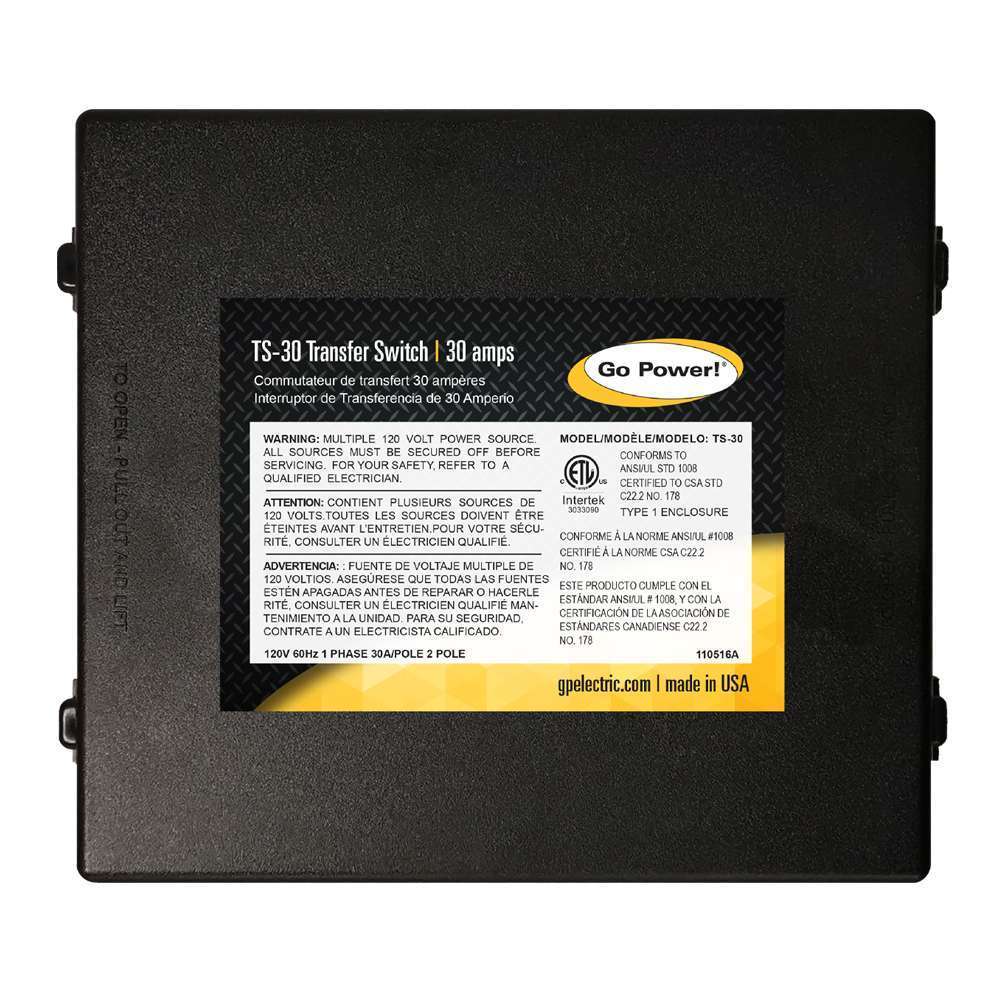 Go Power! TS-30 30 Amp Automatic Transfer Switch | Shore Power to Inverter