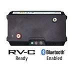 Go Power! 100Ah Advanced Lithium battery top view with M8 terminals and RV-C ports