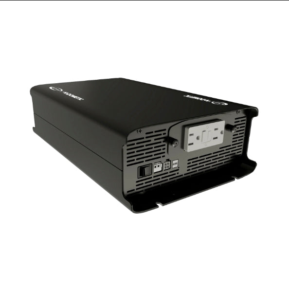 Go Power! Smart Sine Wave pure sine wave inverter with GFCI outlet, 12V, angled front view