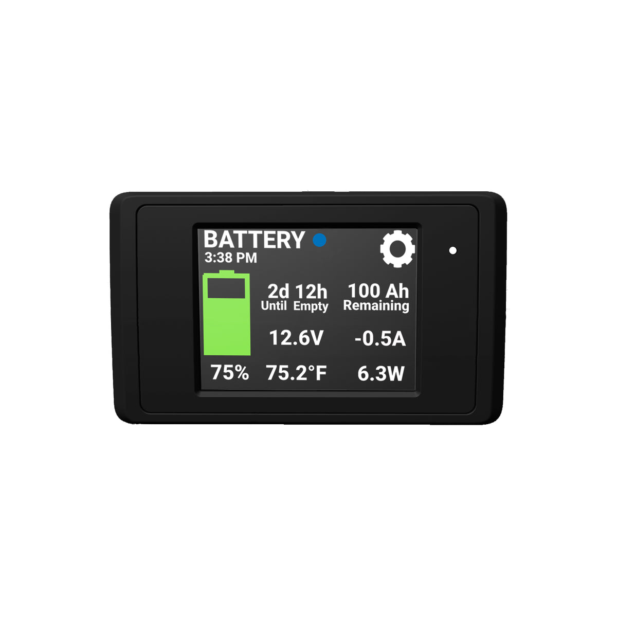 Go Power! PowerTrak 3.2 in color touchscreen display GP-PT-DIS-3 showing battery, solar and inverter