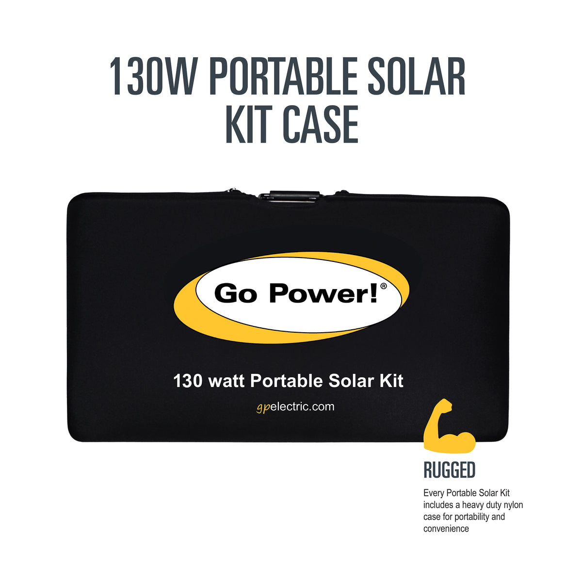 GP-PSK-130 portable solar kit folded in carry case