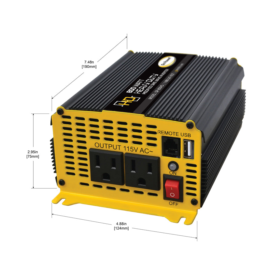 Go Power! 800W modified sine wave inverter, AC outlets and USB port