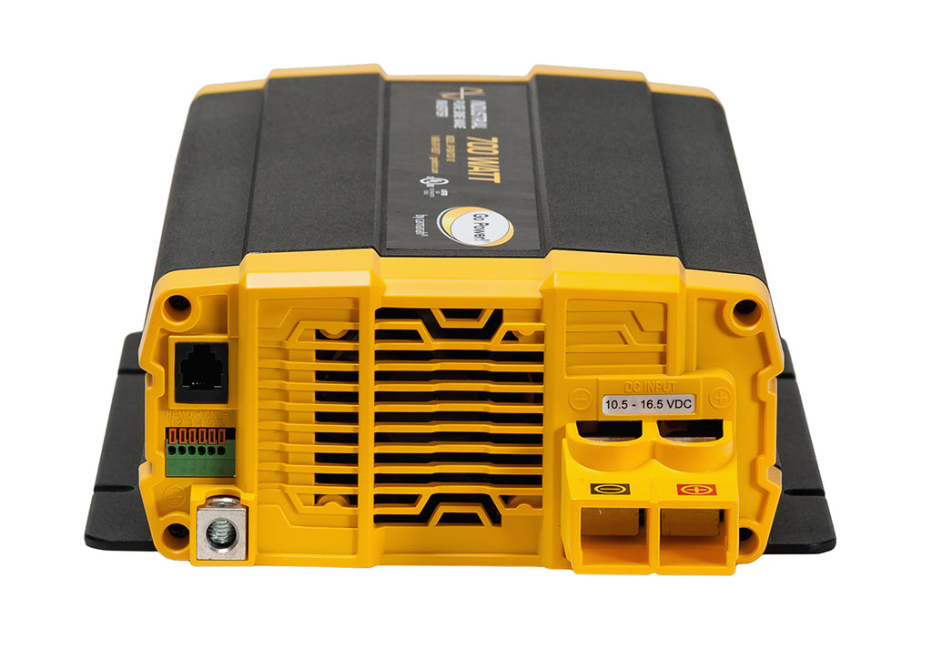 Go Power! 700W pure sine wave inverter, front view with AC outlets