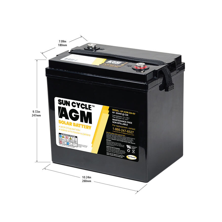AGM 6 Battery Power | Solar Go Volt Cycle Sun